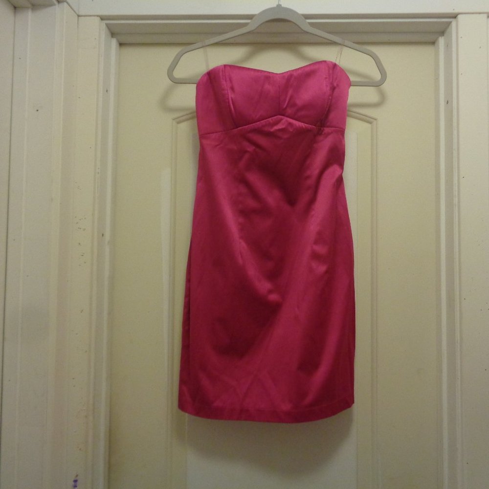 BARBIECORE 50S STYLED COQUETTE SATIN STRAPLESS DRESSY DRESS M
